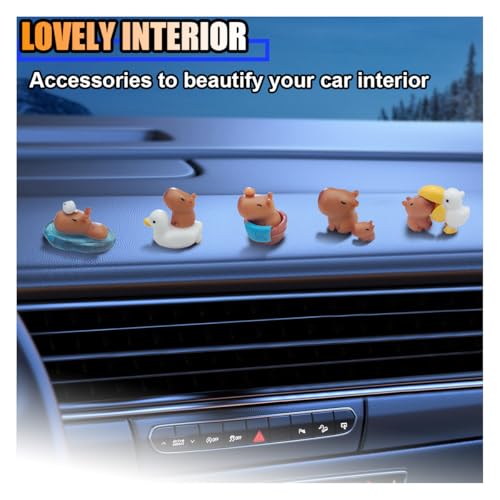 Image of smilfuy 6PCS Car Dashboard Mini Capybara Ornament, Mini Resin Animals Set, Cute Car Interior Decoration Accessories, Capybara Figurine Decor for Car Center Console, Room, Desktop (Capybara)