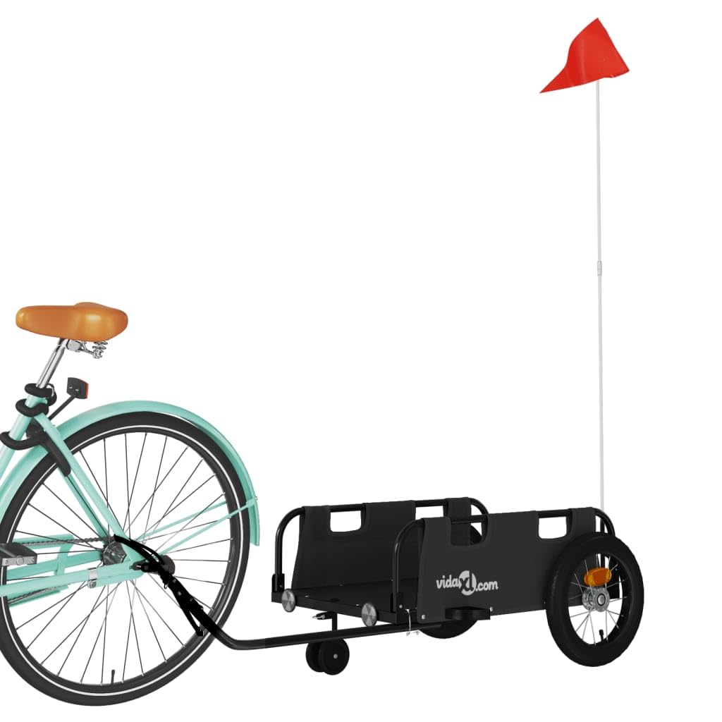 Willood Fahrradanhänger Lastenanhänger Fahrrad Transportanhänger Anhänger Schwarz Oxford-Gewebe und Eisen 123 x 52.5 x 33 cm