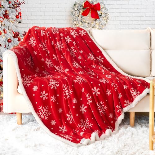 Touchat Red Sherpa Christmas Throw Blanket