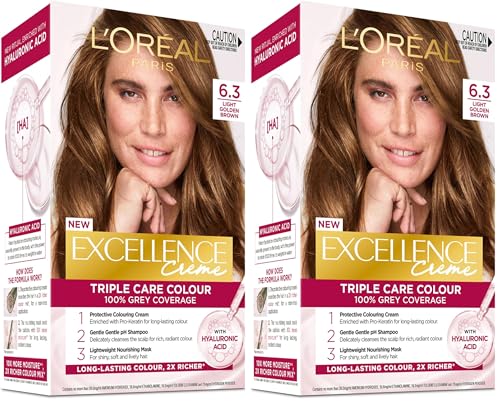 L'Oreal Paris Excellence Creme, 6.3 Light Golden Brown (100 Percent Grey Coverage) (Pack of 2)