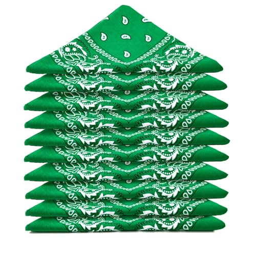 Karl Loven Bandanas 5er Pack 100% Baumwolle Paisley Halstuch Kopf Hals Schal (5er Pack, Grun)