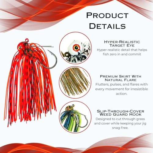 DeLong Weedless KILR Swim Jig – 5-Pack Variety Set – Weighted Bass Jig with Weed Guard & Premium Skirt – Heavy Cover Fishing Lure by Delong Lures - Used condition - Image 3