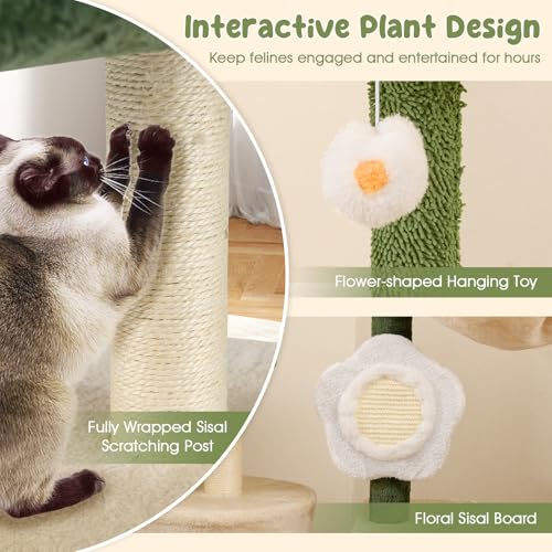 Árbol para Gatos Tangkula con Plataforma Floral y Rascador miniatura 6