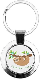 Sloth Round Keyring - Cute But Lazy, Sloth Keyring, Personalised Sloth Keyring, Custom Sloth Keyring, Novelty Keyring, Funny Keyring