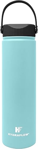 Hydraflow Hybrid - Botella de agua aislada al vacío de triple pared con tapa de boca ancha (25 onzas, agua polvo), termo de metal de acero