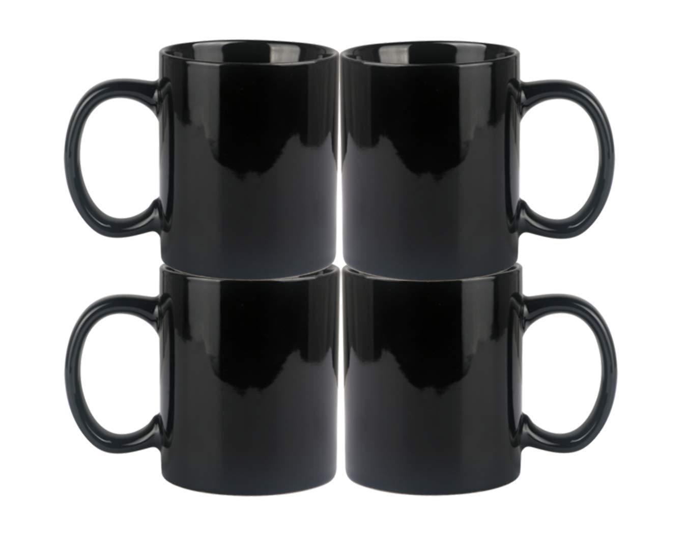 Tee Mafia Ceramic Black Mug | Couple Coffee Mug | Glossy Mug | Plain Ceramic Mug| 330 ml, Microwave & Dishwasher Safe|-Set of 4