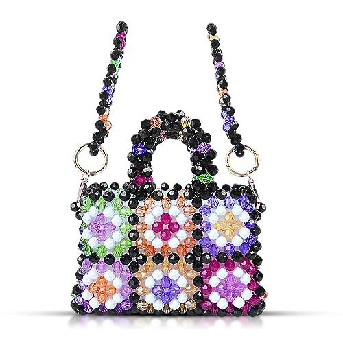 QTKJ Crossbody Bags for Women, Colorful Beaded Clutch Bag?Evening Bags With Removable Chain, Handbags for Women Party Wedding Travel