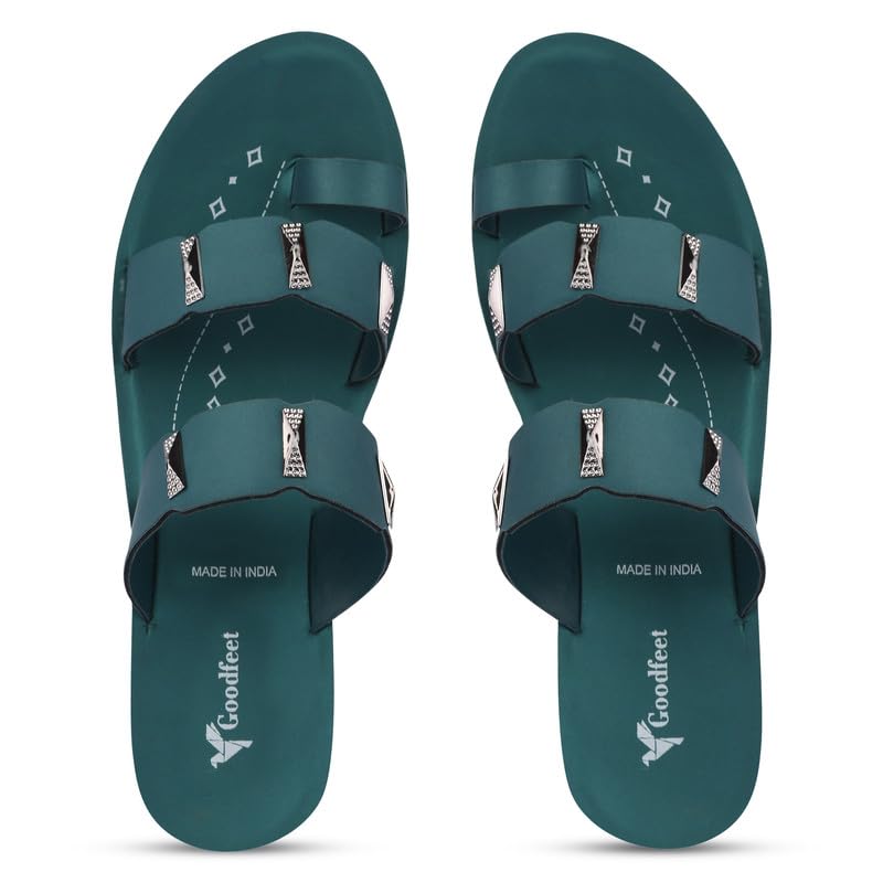 Women's Sandals | Trendy Fancy Double Strap Flat Chappal for Women & Girls | PU Material | Slip Resistant | Durable & Lightweight | Silver Embellishment Party Chappal for Daily Use, (GF-1651)-picture-19
