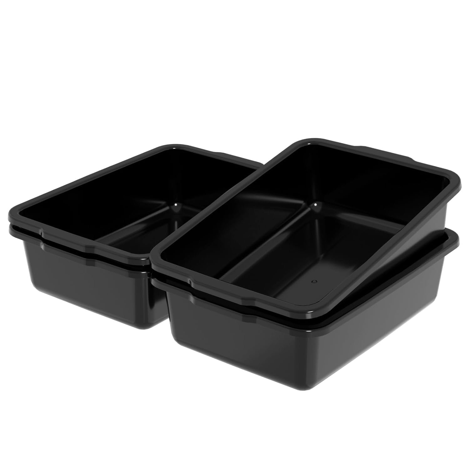 24 L Plastic Commercial Bus Tub, Large Plastic Bus Tub, Black, 4 Packs