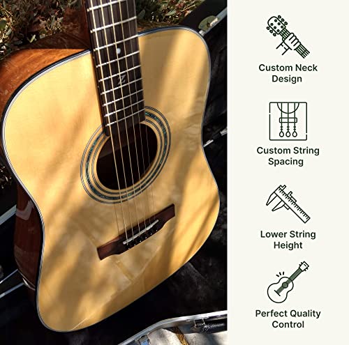 Zager Acoustic Electric Natural Guitar - Zad20 Acoustic Electric Easy Play Guitar - Solid Spruce/Mahogany - Premier, Custom-Made Acoustic Guitars - Easy-Playing, Handmade Guitar With Pickup #TOP2