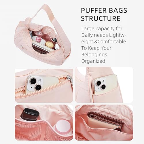 Bloomrs Bag, Bloomrs Puffer Crescent Bag for Women - Quilted Nylon Shoulder Purse, Adjustable Strap Lightweight Handbag3