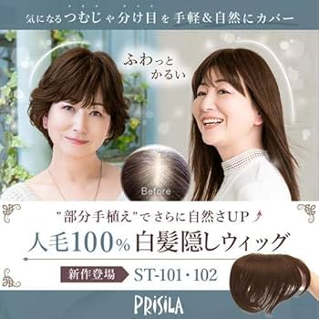 Amazon.co.jp: 【プリシラ】白髪かくしウィッグ 人毛100