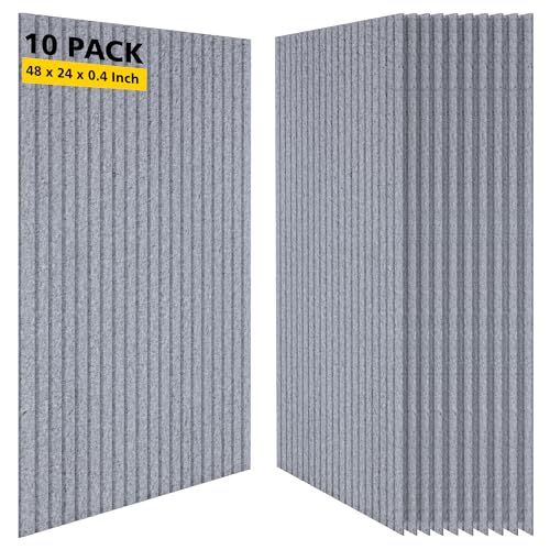 AUTORIFIC Acoustic Panels,10 Pack Sound Panels Noise Reducing for Walls,47.2"x23.6"x0.35" Soundproof Wall Panels,High-Density Acoustic Wall Panels,Decorative Wall Sound Absorbing Panel,Silver Gray