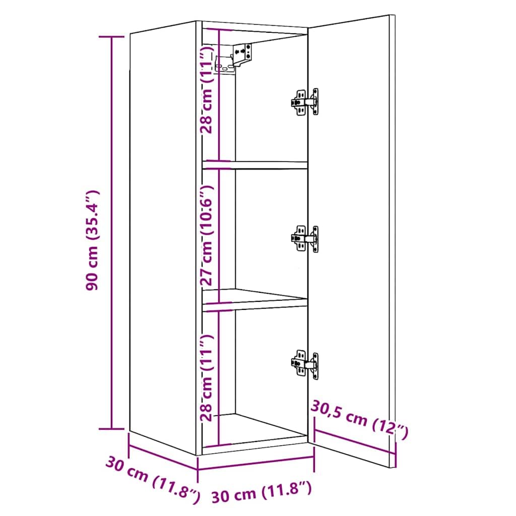 vidaXL Mobile TV Rovere Artigianale 30,5x30x90 cm in Legno Multistrato, mobiletto, mobiletto HiFi, Mobile per dispositivi multimediali, Supporto TV