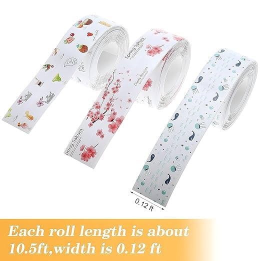 Mossio Caulk Tape,Toilet Caulk Strip,Decorative Self-Adhesive Waterproof Sealing Tape,Professional Seam Strips,Self Adhesive Caulk Strip,Caulking Tape for Kitchen Sink Bathtub Bathroom Shower Toilet