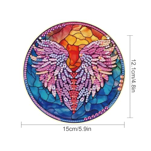 Image of AiYuanzsh Feather Diamond Art Painting Hanging Pendant Kit Special Shaped Diamond Dots Art Acrylic Ornaments Diamond Art Pendant for Adult Home Wall Window Decor Gift