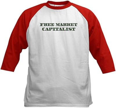CafePress Free Market Capitalist Kids Baseball Jersey Kids Cotton Baseball Jersey, 3/4 Raglan Sleeve Shirt Red/White