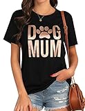 Blooming Jelly Women's Graphic Tees Funny Dog Mom Shirt Short Sleeve Round Neck Casual Top(Black,M)