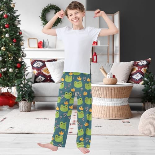 Boy's Pants Frog Heart Cute Animal Jogger Pants Elastic Waist Long Bottoms Trousers with Pockets 6-14 Years2