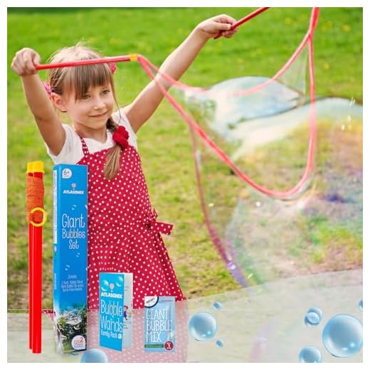 Atlasonix Giant Bubble Wands, Giant Bubble Maker, Big Bubble Wand, Large Bubble Wand, Bubble Sticks, Outdoor Toys for Kids, Bubble Kit, Wands & Bubble Mix for Making 2 Gallons of Bubble Solution