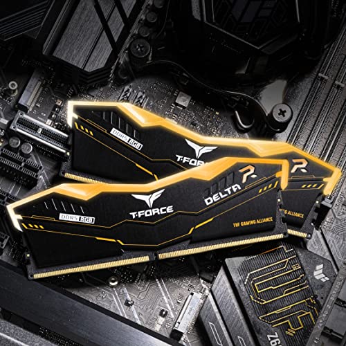 Image of TEAMGROUP T-Force Delta TUF Gaming Alliance RGB DDR5 Ram 32GB (2x16GB) 5200MHz PC5-41600 CL40 Intel XMP 3.0 & AMD Expo Compatible Desktop Memory Module Ram Black - FF5D532G5200HC40CDC01