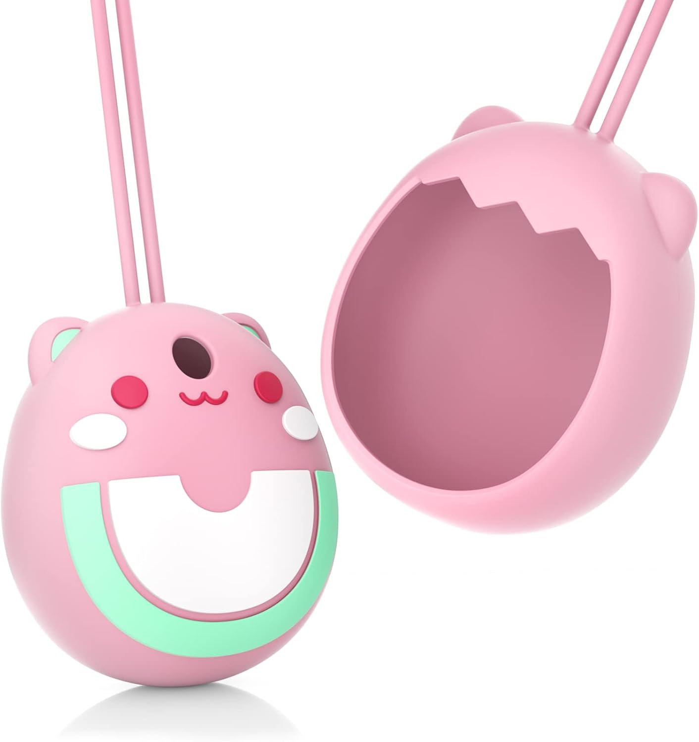 Silicone Protective Case for Tamagotchi Pix Virtual Electronic Pet Game Machine, Soft Skin Cover for Tomagatchie Giga Pet Mini Toy, Travel Carry Pouch Sleeve with Hand Strap (Pink)