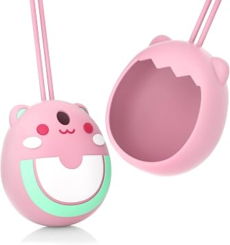 Silicone Protective Case for Tamagotchi Pix Virtual Electronic Pet Game Machine, Soft Skin Cover for Tomagatchie Giga Pet Mini Toy, Travel Carry Pouch Sleeve with Hand Strap Pink