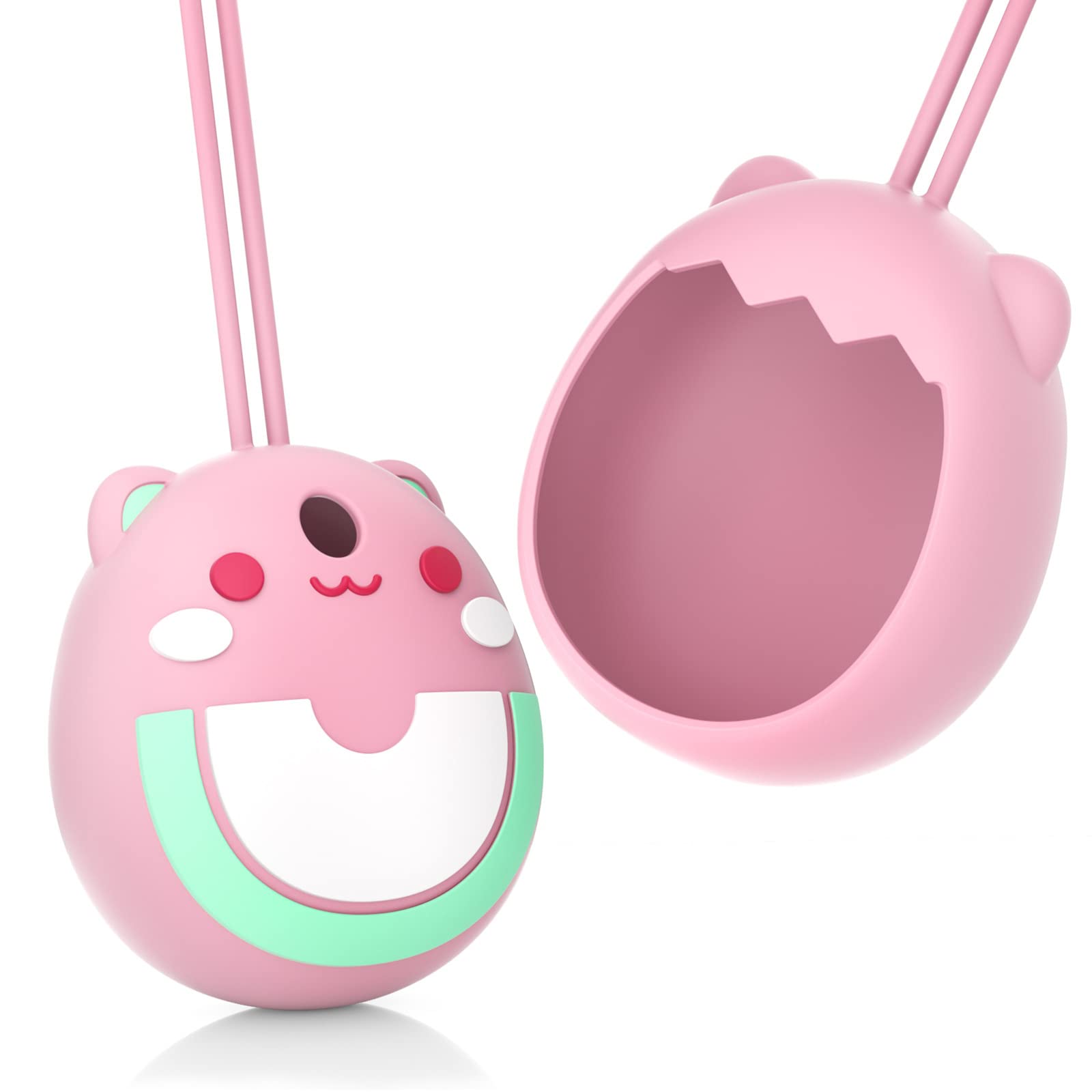 Silicone Protective Case for Tamagotchi Pix Virtual Electronic Pet Game Machine, Soft Skin Cover for Tomagatchie Giga Pet Mini Toy, Travel Carry Pouch Sleeve with Hand Strap (Pink)