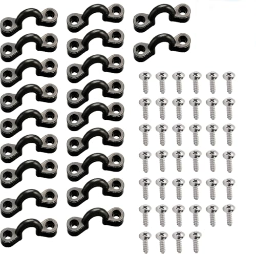 YOIASUGH Kayak pad Eye Kit for Canoe Boat Kayaking Accessories 20PCS Nylon Bungee Deck Loops Tie Down Pad Eye with 40 Screws