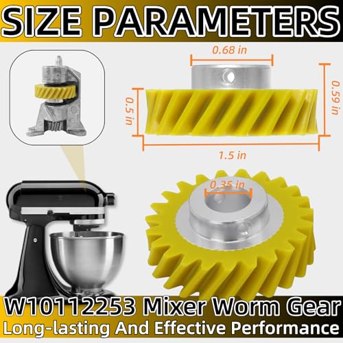 Image of Mixer Worm Gear Replacement Part - Worm Gear Replacement Kit for Kitchen-Aid, Whirlpool & Kenmore Stand Mixers - Replaces 4162897, 4169830, AP4295669, WPW10112253, PS11748374, 4161531