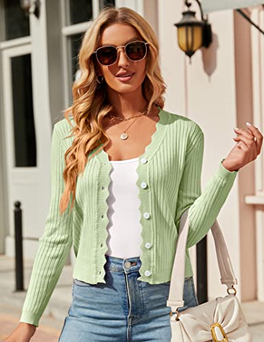 Image of Womens Cropped Cardigan Knit Shrugs for Dresses Tops V Neck Button Down Cardigans Sweaters