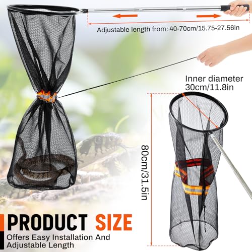 Image of Qualirey Snake Catcher Net Rattlesnake Grabber Snake Grabber Tool Snake Handling Tools Telescopic Pole Stick with 16.2''-27.6'' Handle and 11.8'' Net Opening for Reptile Catch Snake Removing Catching