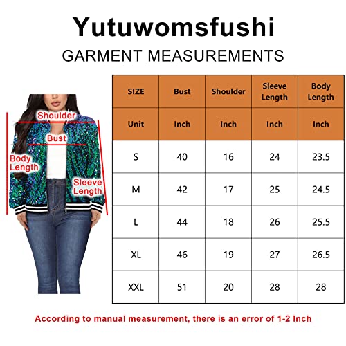 Womens Long Sleeve Sequin Open Front Zipper Jacket With Ribbed Cuffs Plus Size Sequin Blazer For Party Birthday Christmas (Multicolored Medium) #TOP6