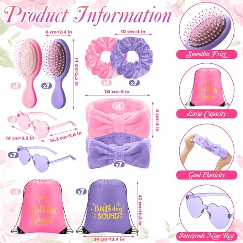 Image of Coume 48 Pcs Women Birthday Robe Birthday Queen Squad Robe Sunglasses Scrunchie Headbands Comb Bag for Spa Party