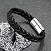 Eigso Unisex Trend Vintage Braided Leather Cuff Bracelet for Men Women Mens Fashion Wristband with Stainless Steel Snapback