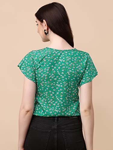 Image of Wedani Women's Casual Short Sleeves Round Neck Foral Regular Fit Top