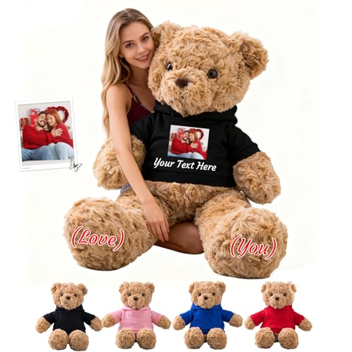 GOUFEISUN Personalized Giant Teddy Bear 1.7 Ft 20 inch to 4 Ft 48 inch, Custom Big Teddy Bear Stuffed Animal Plush with Photo Text as Personalized Gifts for Her Him on Birthday Valentines Christmas