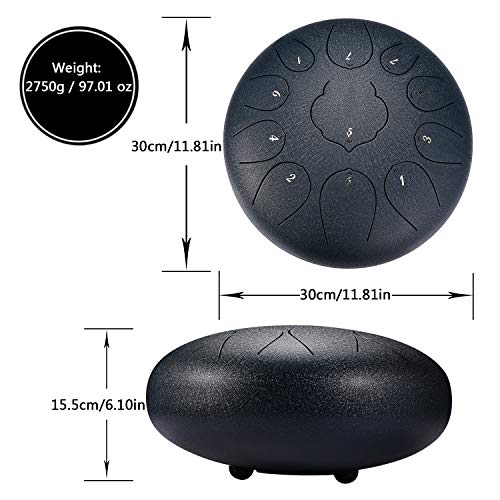 Topnaca Stalen Tongtrommel 11 Nota's 12 Inches, Tanktrommel C Key Percussie Instrument met Drum Mallets, Draagtas… - Image 6