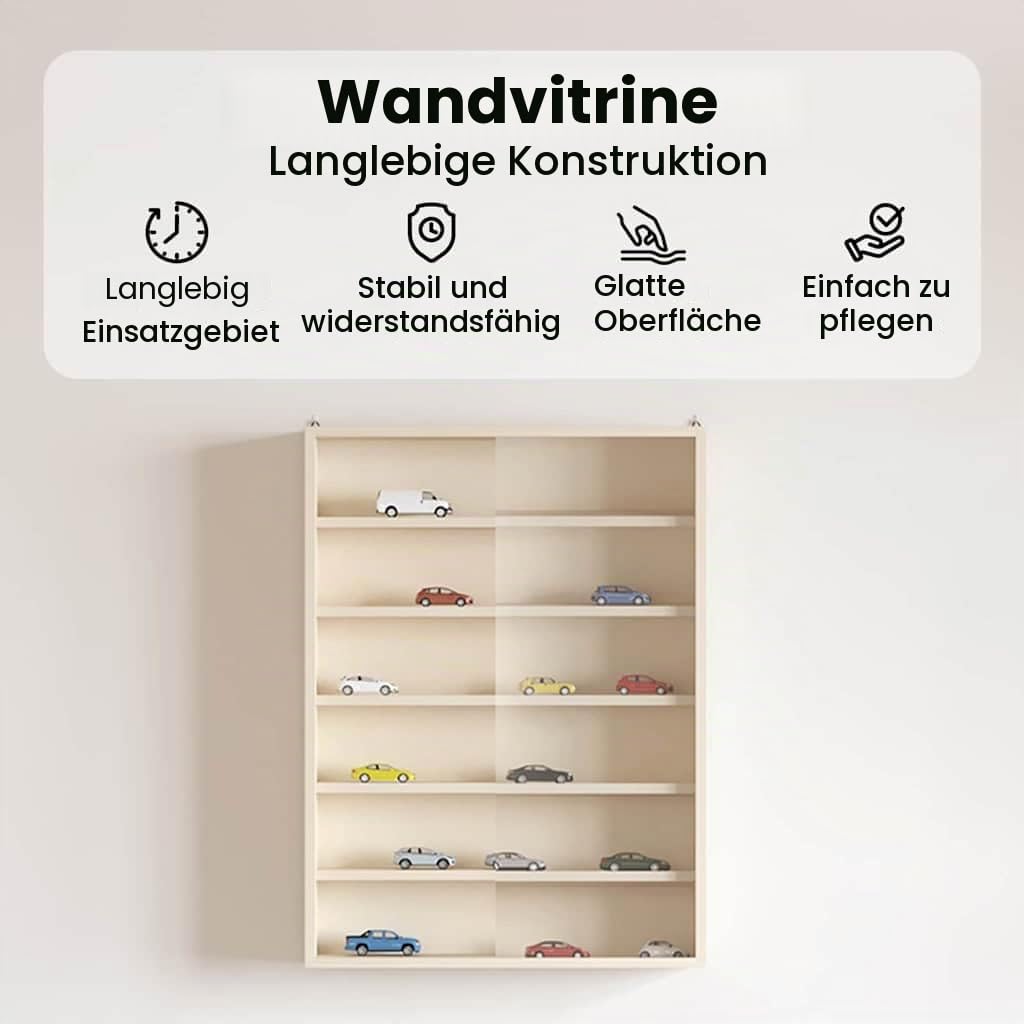 vidaXL Wanddisplay-Case mit Regal Beige 40 x 8,5 x 54 cm Sperrholz, Moderne, rechteckige Wandregal-Lösung für viel Stauraum, stilvoller transparenter Vitrinenschrank