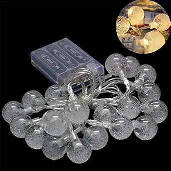 KTM Healthcare WarmWhite Led Lights : 2m 20 LED Pendant String Light Battery Waterproof Crystal Balls Bubble Wedding Decoration Luminary Twinkle Strip