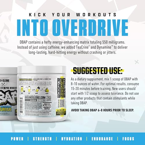 Image of DBAP Extreme High Stim Pre-Workout Powder | 400mg Caffeine | Beta Alanine, Betaine Anhydrous, Electrolytes & Focus | High Stimulant Pre Workout Supplement | 20 Servings,Blue Raspberry Lemonade