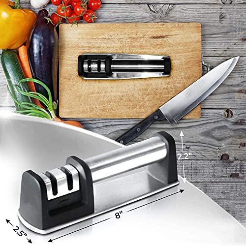 Jchope Knife Sharpener, Kitchen Knife Sharpeners, 2-Stage Knife Sharpeners Helps Repair, Restore, Polish Blades For Kitchen Straight Knife, Knife Sharpening Tool For Kitchen, Home, Hunting #TOP6