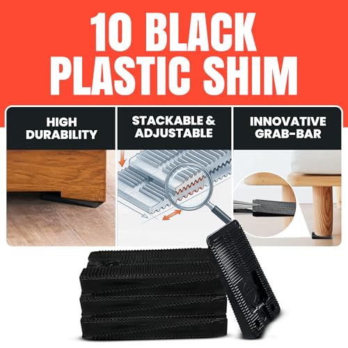 Image of Wobble Wedge - Flexible Plastic Shims - Black - Multi-Purpose Wedges, Standard Size Wedge - 1.92 inch x 1.11 inch x 0.25 inch