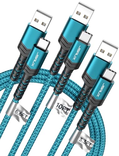 Image of JSAUX USB to USB C Cable, USB C Cable for iPhone 17, 3-Pack (10+6.6+3.3FT)