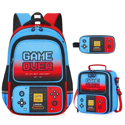 WIFILLET Schulrucksack für Jungen, Gamer-Rucksack für Jungen, Kinder, Teenager, 43,2 cm, Videospiel-Büchertasche für Grundschule