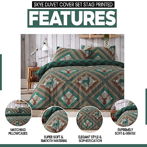 Olivia Rocco Skye Duvet Cover Set Stag Printed Design Easy Care Reversible Bedding Quilt Covers Polycotton Bed Linen with Pillowcases - Image 3