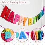 164 Pcs Birthday Party Supplies, Happy Birthday Decorations with 3D Felt Banner, Birthday Plates and Napkins Set, Balloons, Tablecloth, Serves 24 - Colorful Polka Dot Theme for Boys & Girl - Image 3