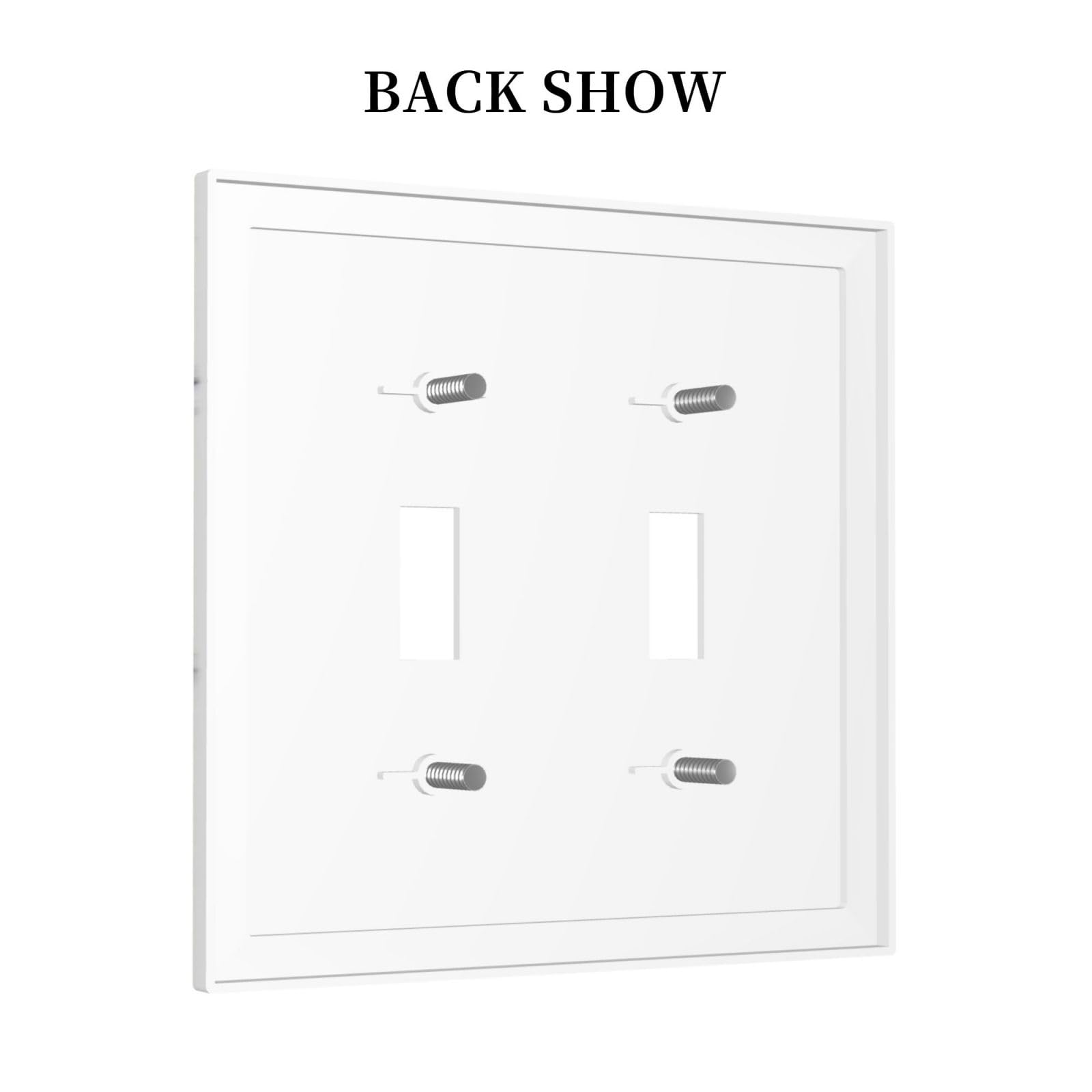 White Gray Marble Light Switch Plate - Double Toggle 2 Gang 4.5x4.5 Wall Cover