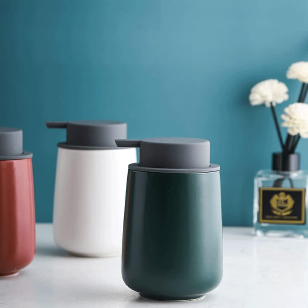 Classic Ceramic Lotion Dispenser - 380ml/13oz, Wide Mouth, Refillable Soap Pump for Kitchen & Bathroom