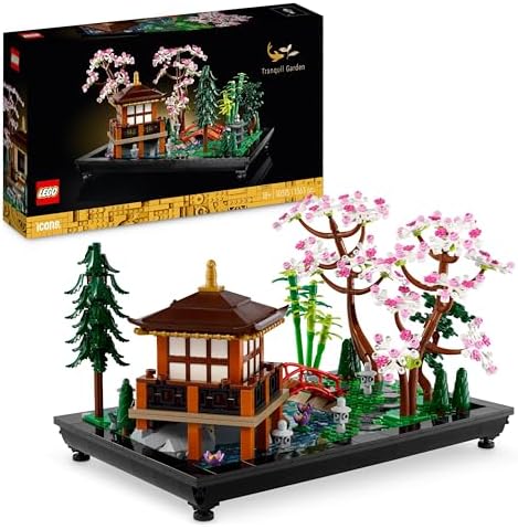 LEGO 10315 Icons Jardín Meditativo, Jardín Zen Botánico para Adultos con Flores de Loto, Decoración de Escritorio Personalizable, Inspirado en Tradiciones Japonesas, Regalo de Jardinería Mindfulness